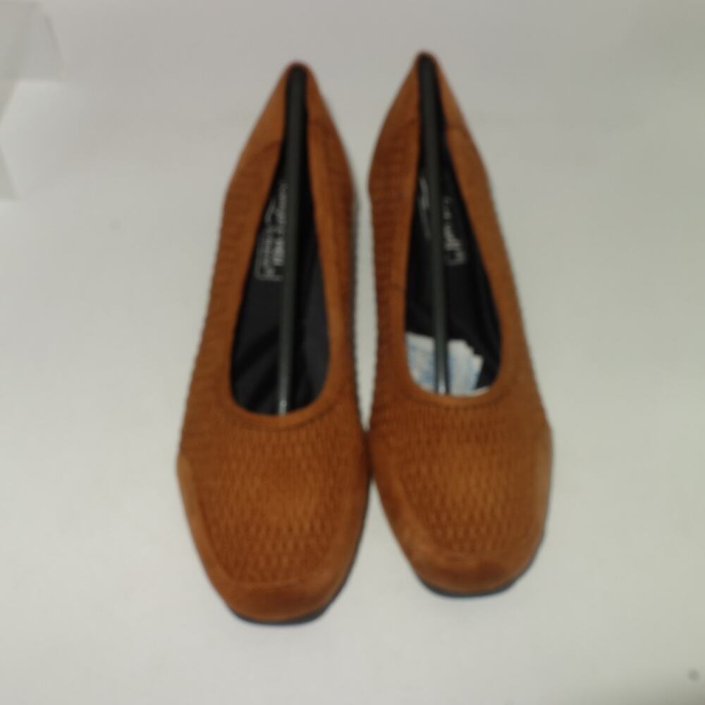 Comfort-well Beacon Stretch-n-Form Pumps Brown Square Medium Heel Shoes 7W - Picture 4 of 7